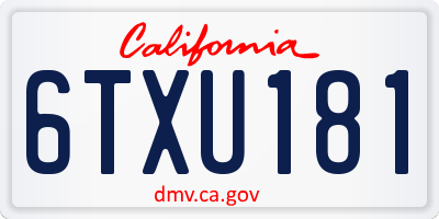 CA license plate 6TXU181