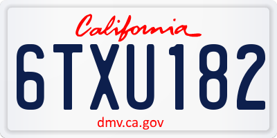 CA license plate 6TXU182