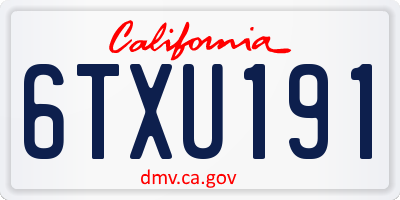 CA license plate 6TXU191