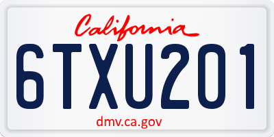 CA license plate 6TXU201