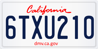 CA license plate 6TXU210