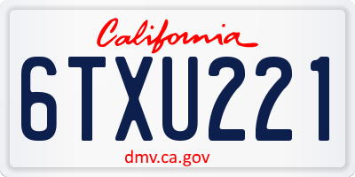 CA license plate 6TXU221