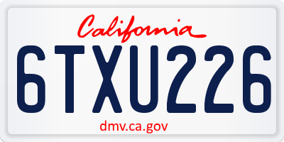 CA license plate 6TXU226