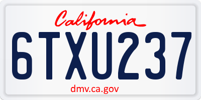 CA license plate 6TXU237