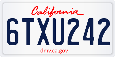 CA license plate 6TXU242