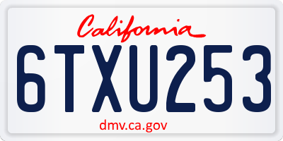 CA license plate 6TXU253
