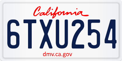 CA license plate 6TXU254