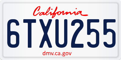 CA license plate 6TXU255