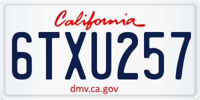 CA license plate 6TXU257