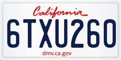 CA license plate 6TXU260