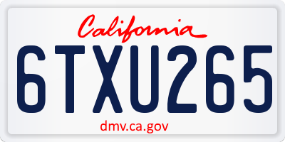 CA license plate 6TXU265