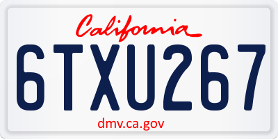 CA license plate 6TXU267