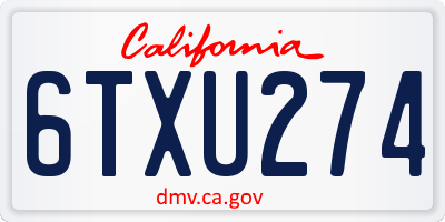 CA license plate 6TXU274