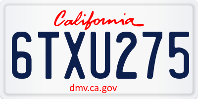 CA license plate 6TXU275