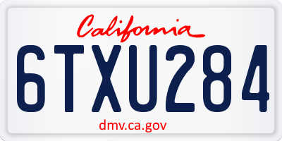 CA license plate 6TXU284
