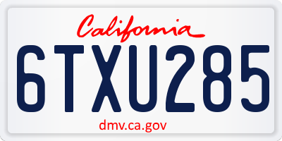 CA license plate 6TXU285