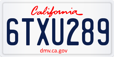 CA license plate 6TXU289