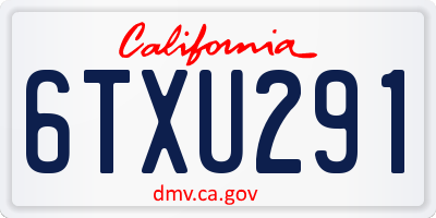 CA license plate 6TXU291