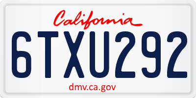 CA license plate 6TXU292