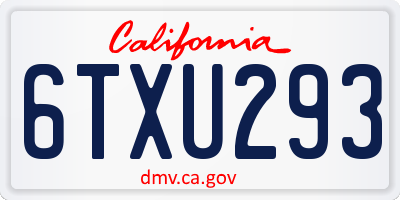 CA license plate 6TXU293