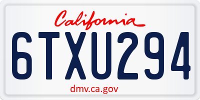 CA license plate 6TXU294