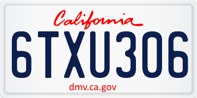 CA license plate 6TXU306