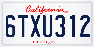 CA license plate 6TXU312