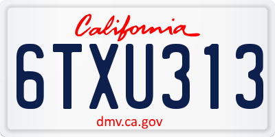 CA license plate 6TXU313