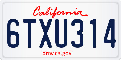 CA license plate 6TXU314