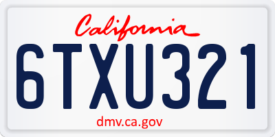 CA license plate 6TXU321