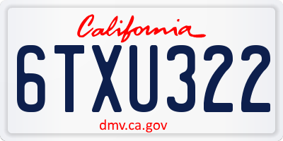 CA license plate 6TXU322