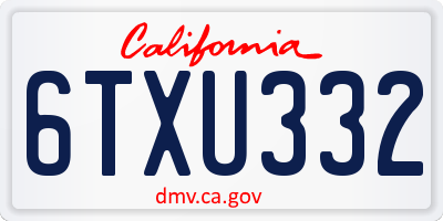 CA license plate 6TXU332