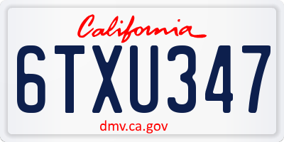 CA license plate 6TXU347