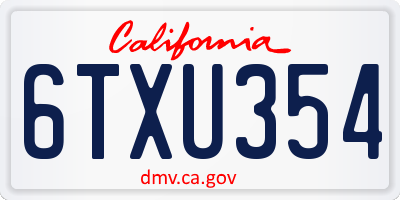 CA license plate 6TXU354