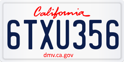 CA license plate 6TXU356