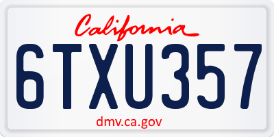 CA license plate 6TXU357