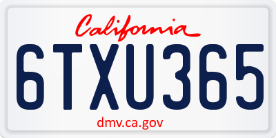 CA license plate 6TXU365