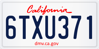 CA license plate 6TXU371