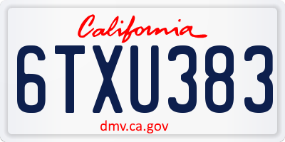 CA license plate 6TXU383