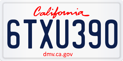 CA license plate 6TXU390