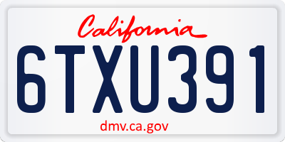 CA license plate 6TXU391