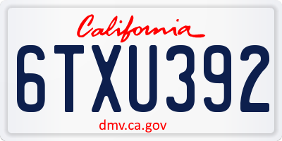 CA license plate 6TXU392