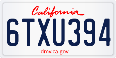 CA license plate 6TXU394