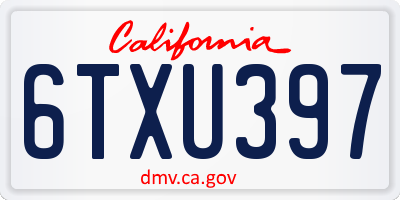 CA license plate 6TXU397