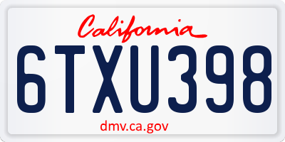 CA license plate 6TXU398