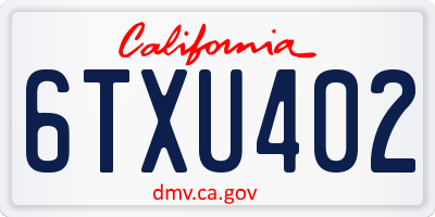 CA license plate 6TXU402