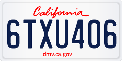 CA license plate 6TXU406