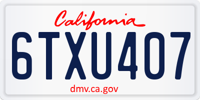 CA license plate 6TXU407
