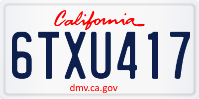 CA license plate 6TXU417