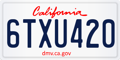 CA license plate 6TXU420